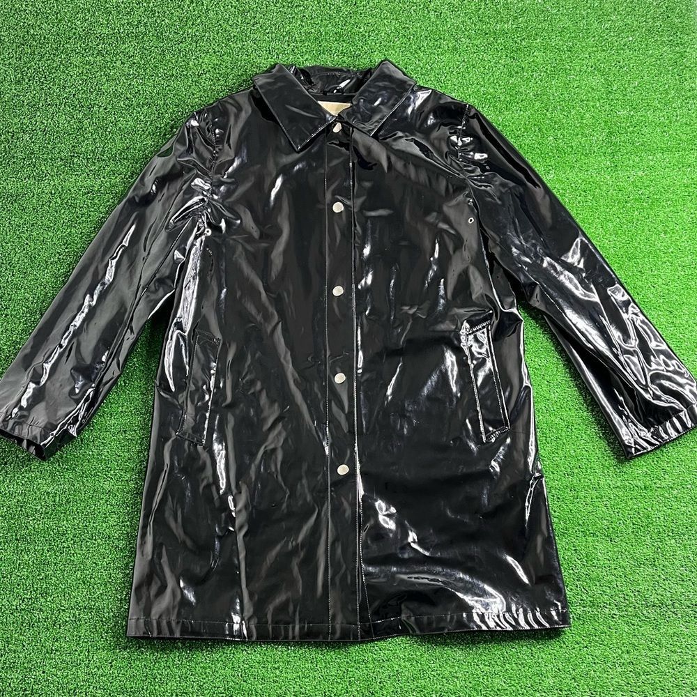Black Patent Leather Michael Kors Overcoat Wmns L